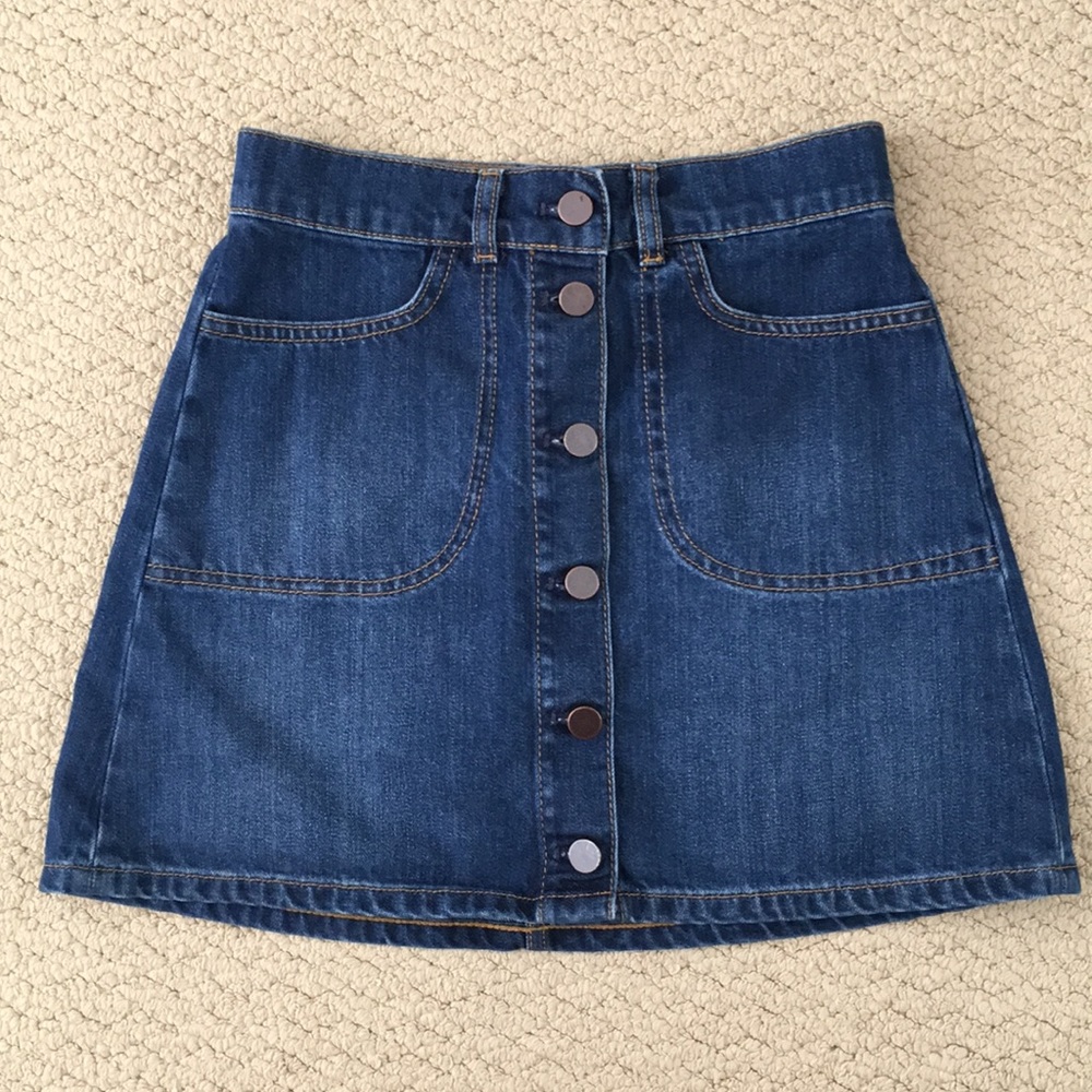 French Connection Denim Button Mini Skirt